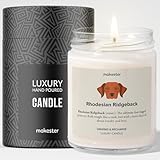 Rhodesian Ridgeback Gifts - Luxury Soy Wax Candle - Vanilla, Jasmine, Sugared Almond - Makester