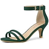 Allegra K Women's Kitten Heel Ankle Strap Sandals Green 6.5 UK/Label Size 8.5 US