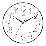 Youshiko Radio Controlled Wall Clock (Official UK & Ireland Version), Stylish Black & White Bold Classic Design (25cm / 10-Inch Diameter), Home/Kitchen/Office/School Clock, Easy to Read (Black)