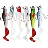 Fishing Lures, Big Soft Tail Soft Fishing Lure Jig Head Silicone Swimbait Lures Set for Sea Bass Pike Trout Perch (D 6PCS)