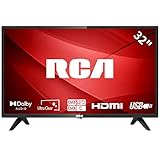 RCA 32 Inch 720P TV, Freeview HD Dolby Digital Audio DVB T2/S2 HD LED Backlighting Display Television, HDMI USB Earphone Output Media Player Monitor PS5 Xbox, Small Screen for Bedroom Kitchen Black