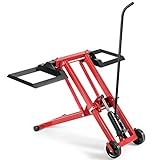 HOMFME Folding Riding Lawn Mower Lift, 227kg Height Adjustable Ride on Lawn Mover Lifts with Wheels, Steel Ride-on Lawnmowers Garden Tractor Jack Lifter Hydraulic Maintenance Lifting Device