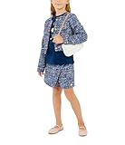 GUESS Girls' Tweed Long Sleeve Jacket, Tweed Blue, 10 Years