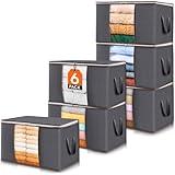 Lifewit 6 Pack Clothes Storage Bags, Foldable Storage Box Moving Bags Wardrobe Storage Organiser Packing Boxes for Moving House with Clear Window for Clothing Bedding Blankets, Grey