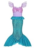 Jurebecia Mermaid Outfit for Kids Little Girls Mermaid Costume Dress Halloween Cosplay Outfit World Book Day Costumes for Girls Blue 5-6 Years