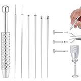6 Pcs Piercing Taper, Stainless Steel Piercing Tool Kit, Flat Back Earring Applicator Tools, Piercings Tools to Change Jewelry, Piercings Ball Screw Set, Ball Grabber Tool, for Ear, Nose, Navel, Lip