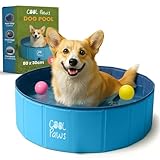 Cool Paws Paddling Pool – Foldable Dog & Kids Pool in Many Sizes (S–XL), Leakproof & Durable Hard Plastic Design, Pet Bath or Play Pool for Indoors, Outdoors, Garden, Patio – Blue - Packaging May Vary