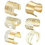 Hiuyavy Gold Bangle Wide, 6PCS Open Metal Wire Bracelet, Bangle Cuff Bracelets for Women, Gold Arm Cuff Bangle Bracelet Set for Women Girls