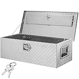 VEVOR Heavy Duty Aluminum Truck Bed Tool Chest, Diamond Plate Tool Box with Side Handle and Lock Keys, Storage Organizer for Pickup, Truck Bed, RV, Trailer, 30"x13"x9.6", Silver