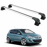 auto paw Roof Racks Cross Bars Compatible With Vauxhall Corsa D 2007-2015 Year Aluminum 2 Pcs Bars Silver, Low Wind Noise, Lockable
