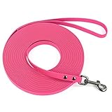 Wolfone Waterproof Dog Training Leash Long Line - Pink 16ft Outdoor Lead for Recall, Beach, Swimming, Hiking - Strong Longline for Small Medium Large Dogs