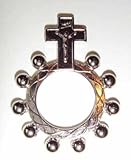 1 One Decade pocket rosary beads - silver metal rosary ring