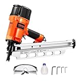 VEVOR Framing Nailer, 50 to 90 mm 21 Degree Full Round Head Pneumatic Framing Nailer with Dual Trigger Modes & Tool-Less Depth Adjustment, 80-120PSI Pro Air Nail Gun for Framing Flooring Decking