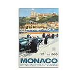 RUINOSAU Monaco Car Racing Grand Prix - Vintage Car Racing Poster Canvas Wall Art Decor for Bedroom Living Room Modern Home Wall Decorations Gift 16x24inch(40x60cm) Unframe-style