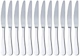 Amazon Basics Stainless Steel Dinner Knives With Round Edge, Pack of 12, Silver