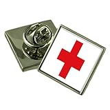 Red Cross Flag Lapel Pin Badge Solid Silver 925