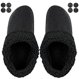 Endoto Fuzzy Inserts for Croc Replacement Fur Fluffy Fleece Liners Winter Warm Inner Lining Socks for Men and Women(Color:Black,Size:Men6/Women8)