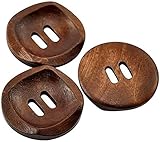 10 Round Brown Wooden Buttons 30mm with 2 Holes (30mm-10Pcs)