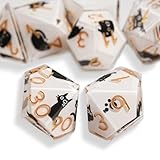 DND Cat Dice Set Cute 7 Pack, D&D Dice Set with Gift Box Polyhedral & RPG Mtg Dice Sharp Edge for Roleplaying MTG Table Games with Dice Bag, Resin