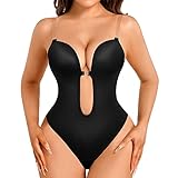 Decorus Shapewear Bodysuit, Backless Body Shaper, Comfortable Shapewear for Women Tummy Control, Open Adjustable Crotch, with Extra Sturdy Straps for Wedding Party Club Daily（Black M）