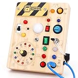 Montessori Busy Board for toddlers for 1 year old Activity Board Wooden Toy With 10 Switches and 23 LED Lights Sensory Board Motor Skills Toy for Babies and Children from 2 3 4 years Boys and Girls