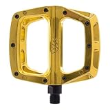 Dmr V8 V2 MTB Pedals - Gold/Flat Mountain Biking Bike Bicycle Cycling Cycle Riding Ride Wide Platform Sticky Grip Pin Downhill Freeride Trail Dirt Jump Pedal Lightweight Accessories