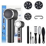 PKBD Electric Foot File for Hard Skin Remover,Pedicure Sets for Feet with 14 Accessories, Rechargeable Waterproof Electric Foot File with 3 Different Rooler Heads-Black