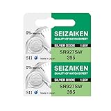 Seizaiken 395 SR927SW 1.55V 0% Hg Silver Oxide Watch Battery (2 Batteries) Made in Japan by Seiko