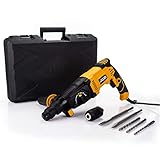 JCB 1050w Rotary Hammer Drill, 240v, Anti-Vibration & Multi Position Side Handle, 4 Modes Drilling, Hammer, Chiselling and Chisel Adjustment, 3 Year Warranty