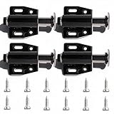 XIYING 4 Pcs Push to Open Door Catches, Heavy Duty Push to Open Cupboard Magnetic Door Latch and 12 Screws for Kitchen, Bathroom (Black)