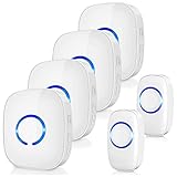 Wireless Doorbell 4 Receivers and 2 Waterproof Push Button, Plug in Door Bells Wireless Cordless 1300FT Range, 5 Volume & 58 Ringtones, Door Entry Bell for Home, Classroom, Office, Garden, White