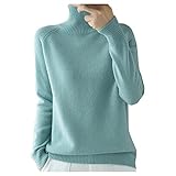 Women Polo Neck Jumper Ladies Slim-Fit Lightweight Turtleneck Sweater Long Sleeve Chunky Knit Tops Pullover Knitwear Sweatshirt Mint Green