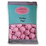 Sweets and Candy® Porky Pigs 1Kg - Bulk 1 Kilo Bag of Retro Pink Porky Pigs - Creamy Strawberry Flavour Chocolate Candy Pieces with Cute Pig Faces - Great for sharing, gifting, or filling sweet jars