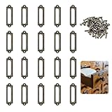 20Pcs Portable Metal Label Holder Furniture Cabinet Card Holder Vintage Unique Shelf Card Holder Brass Metal File Tags for Office Library Bookshelf
