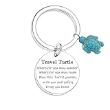 Nfyxcaz Travel Turtle Keychain Luck Turtle Gifts Tortoise Keyring Travel Gifts for Family Friends Wherever You May Wander Good Luck Charm Gifts Keyring