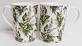 Rainbow Decors Lily of The Valley Mugs Set of 2 Fine Bone China 300 ml 10.5oz Windsor Lilies Chintz Cups Hand Decorated UK
