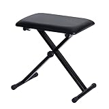 LIVIVO Folding Black Music Piano Stool Fully Adjustable Height Pro X Frame Keyboard Leather Bench Seat - Non Slip Feet