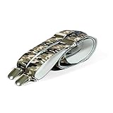 L&C® MENS LADIES UNISEX ADJUSTABLE SLIM BRACES TROUSER SUSPENDERS FANCY DRESS CLIP ON (Army colour)