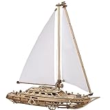 UGEARS Serenity's Dream 3D Puzzle - 3D Wooden Puzzles for Adults Moving Mechanical Sailboat Wooden Model Kits for Adults to Build - Yacht Model Building DIY Crafts Kits For Christmas