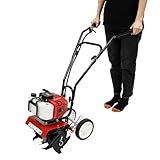 2Stroke 52Cc Petrol Cultivator Rotavator Tiller Garden Allotment Soil Vegetable Patch Engine Lawn Rotovator Gas Power Farmyard Tilling Tool 6500Rpm