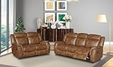 SC Furniture Ltd Tan Brown High Grade Leather Gel Reclining 3 Seater Sofa + 2 Seater Recliner Sofa Suite CLIFTON