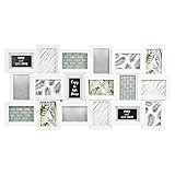 Large Multi Aperture Collage Picture Frame Holds 9/11/18 Photos 6x4 Wood Look (18 Piece Phot Frame, White)