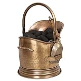 Dibor Coal Bucket Antique Brass Effect Scuttle & Shovel Fireside Accessory Set