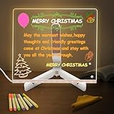 Eucomir Light up Memo,LED Message Board with 7 Colors Pen/Stand,Acrylic Board 20x20CM,Acrylic Dry Erase Board,Note Memo Illuminated Wordpad,Arts Doodle Notepad for Child Home School Office