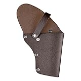 Leather Revolver Holster, Mini Concealed Belt Carry Pistol Holster for up to 5.5" Left Right Hand Pull Gun Holster (brown)