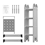 BRIEFNESS 4.7M Folding Aluminium Ladder - 14in1 MultiPurpose Combination Step Ladder for Home DIY Building Use with Platform