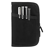 Notebook Cover- Used For Field Notes Notebooks, Pocket Notebook 3.5" x 5.5", Diary Cover With Zipper Pen Holder,Cover Waxed Canvas (Black, 3.5" x 5.5")