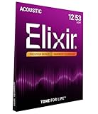 Elixir 16052 Strings Phosphor Bronze Acoustic Guitar Strings w NANOWEB Coating, Light (.012-.053)