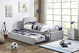Home Treats Curved Grey Single Trundle Bed Frame | 3FT Kids Pull Out Bedroom Furniture (Bed Only)