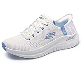 Skechers Women's Arch Fit 2.0 Easy Chic Hands Free Slip-ins Sneaker, White Blue, 7